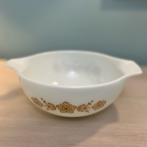 Pyrex Vintage Gold Butterfly Milk Glass Mixing Bowl